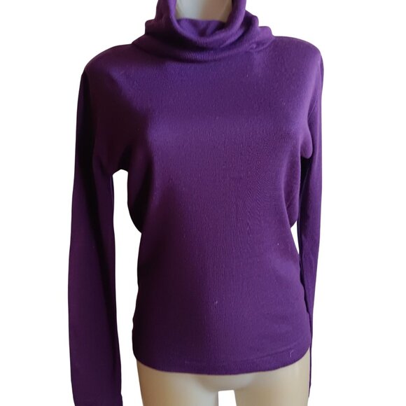 Women's Medium Vintage Purple Turtleneck Sweater Sheridan Creations Wool Blend - Picture 2 of 6